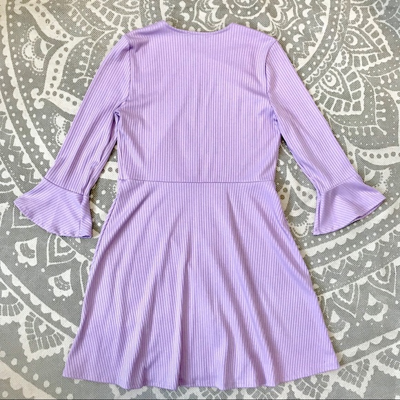 Urban Outfitters Lilac Ribbed Knit Skater Dress with Flare Sleeves - Picture 3 of 5